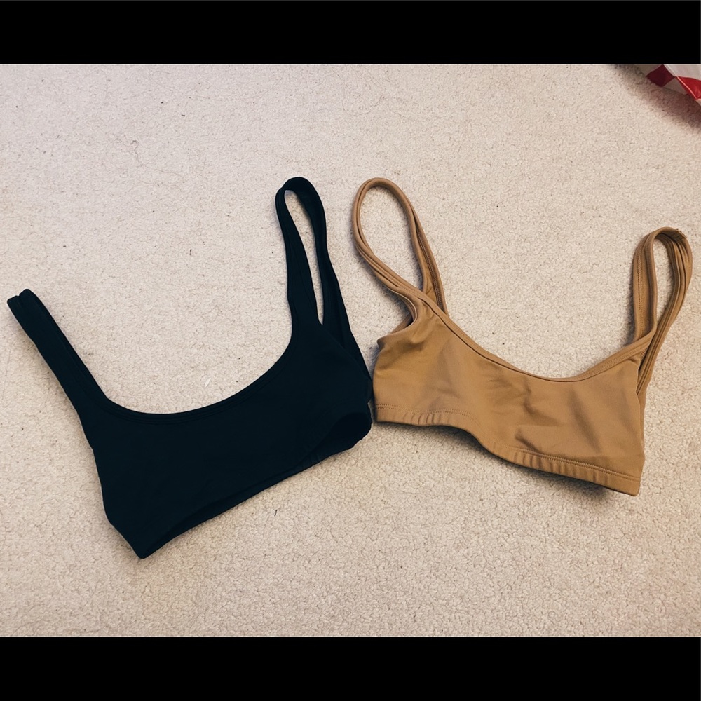 Aritzia Scoop Bralette Tank Top - Black & Tan